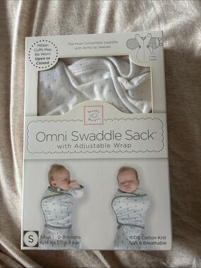 Swaddle Designs Omni Swaddle Sack in White with Gray Trim and Dot Print